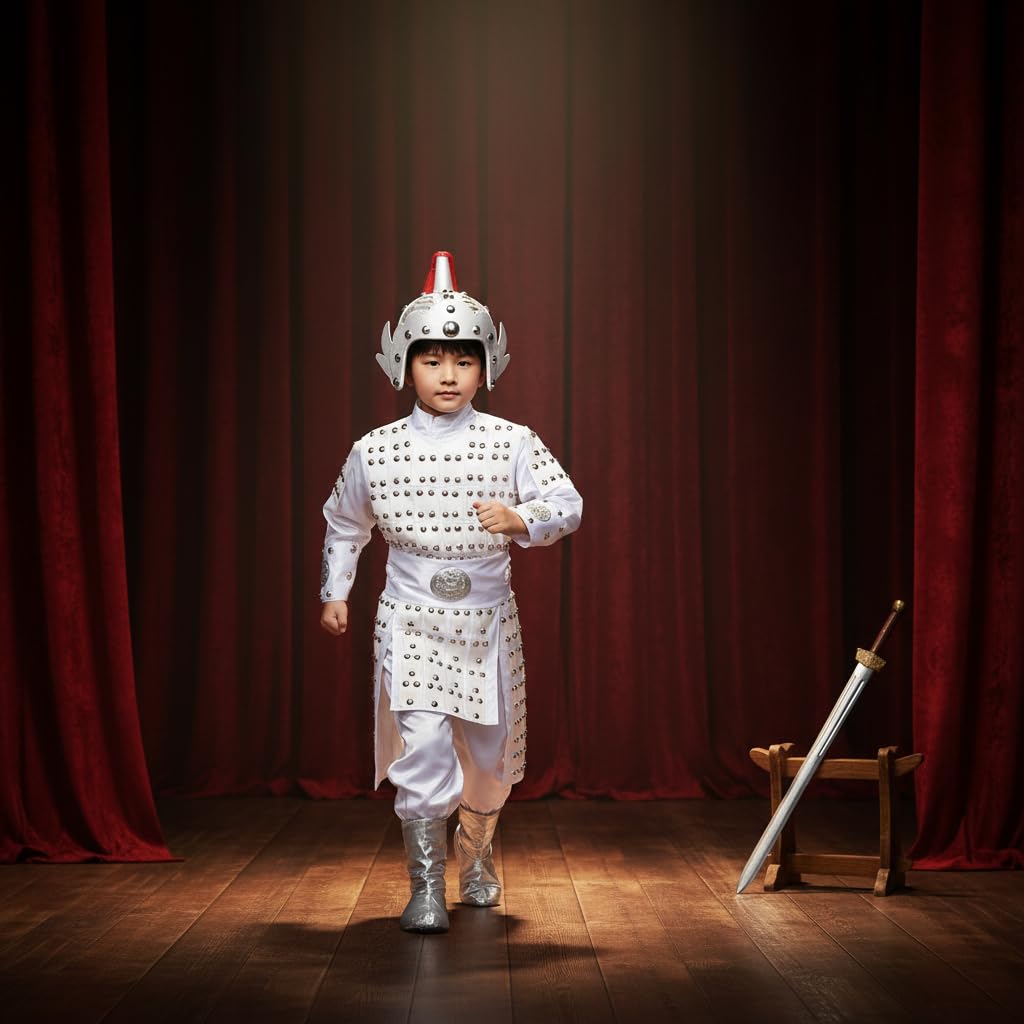 Costume da Generale Cinese Antico, Bianco, 110cm