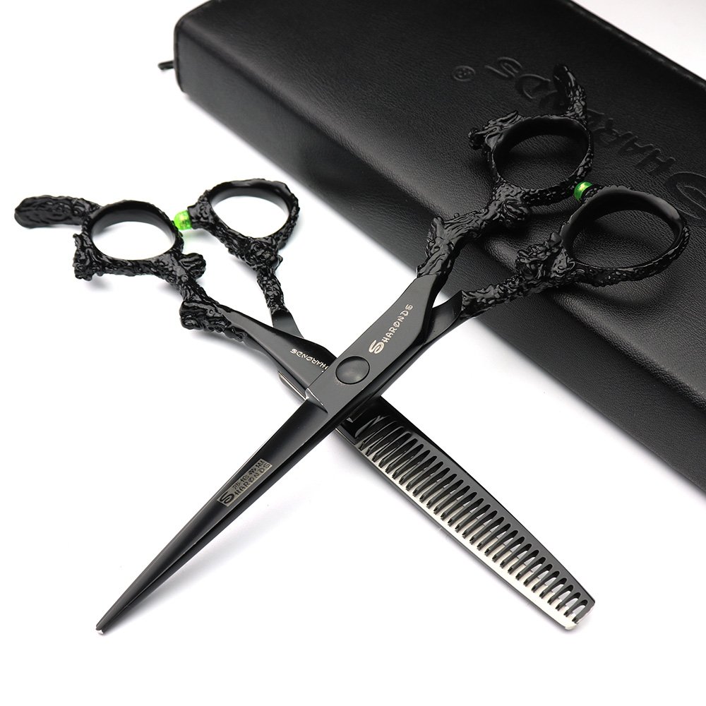 Juego de 2 tijeras de peluquería japonesas de 6 pulgadas para estudio de peluquería, herramientas de modelado profesional, tijeras de corte + tijeras de adelgazamiento