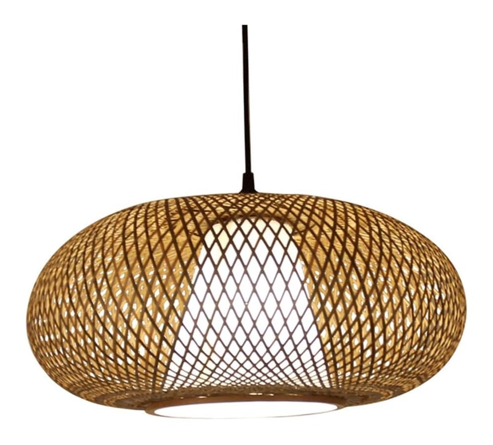 Lampe suspendue design creux en rotin pour restaurant et salon