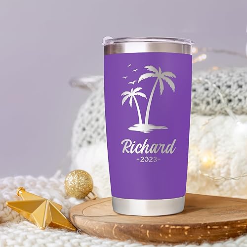 Miniatura 5 de Vaso personalizado con nombre grabado y texto, vaso de café de acero inoxidable personalizado de 20 onzas con tapa, regalos personalizados para