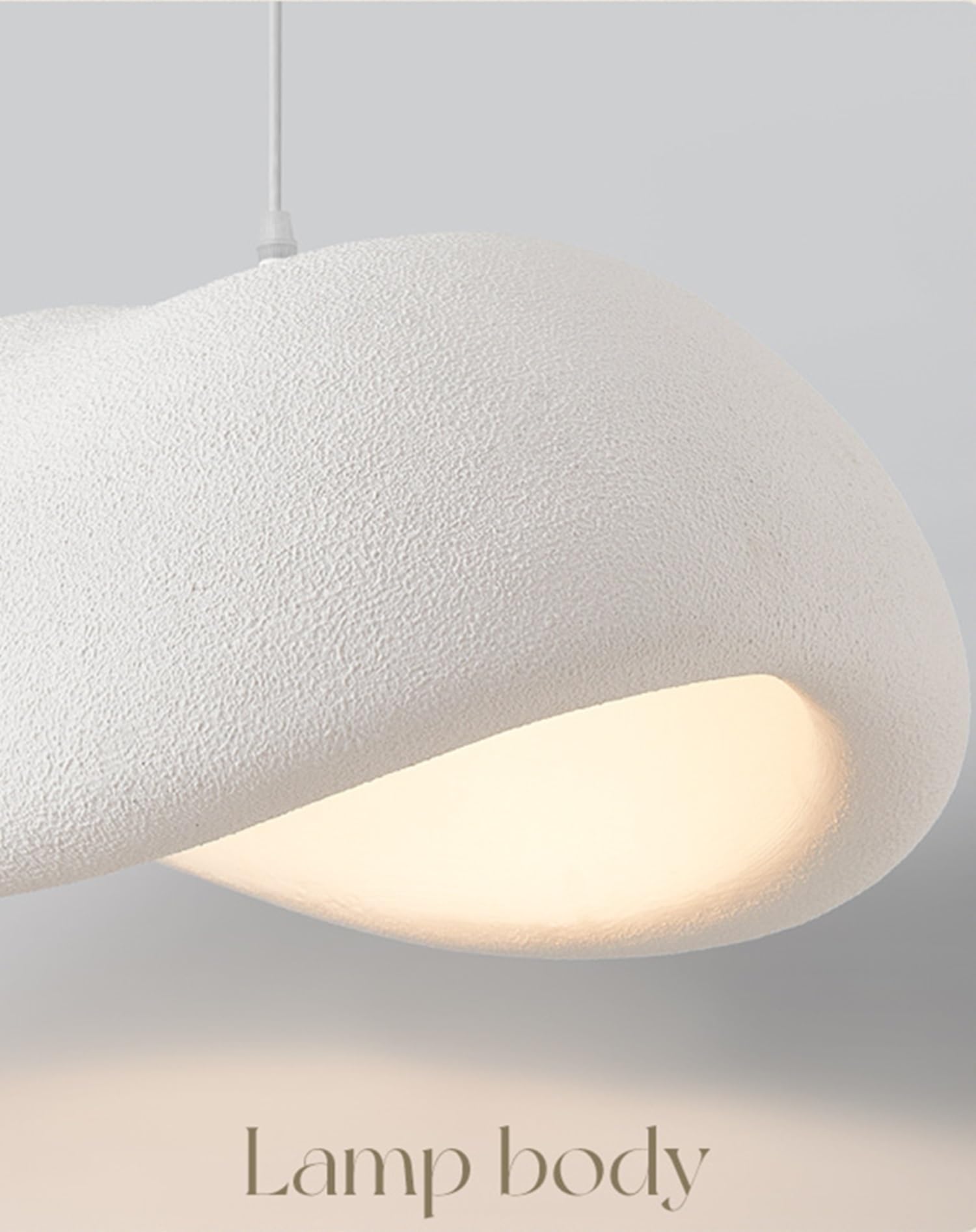 Wabi-sabi Estilo Comedor Lámpara Colgante Sobre Mesa,Iluminación De Isla De Cocina Moderna Minimalista En Blanco Beige,Lámpara De Techo De Interior De Poliestireno Regulable En Altura(L/60*45*2