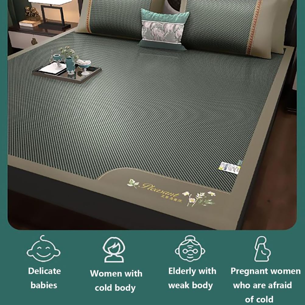 Estera de Cama de bambú, Plegable, Transpirable, de Doble Cara con Fundas de Almohada, Varios tamaños(Y,180 * 200cm)