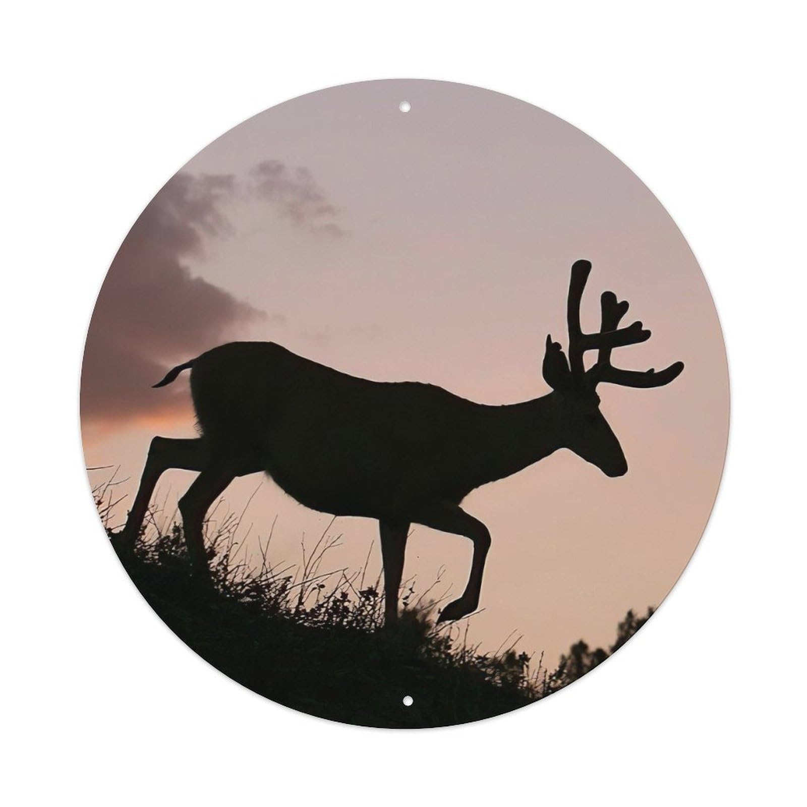 Forest Sunset Vibe Poster Deer Metal Tin Sign