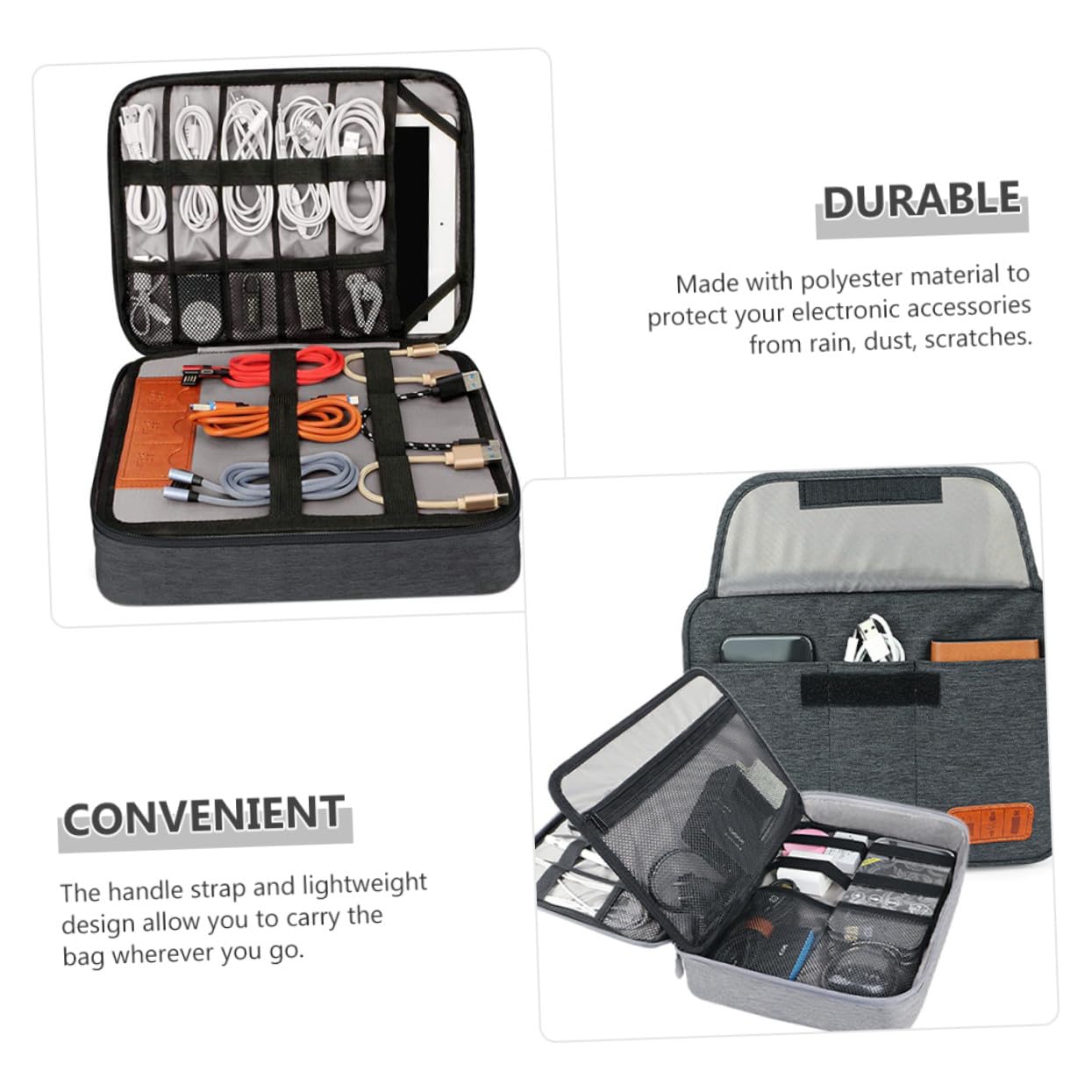 Homoyoyo Custodia Organizer per Cavi da Viaggio Borsa Porta Cavi Strati Organizzatore per Dispositivi Elettronici e Accessori Vari