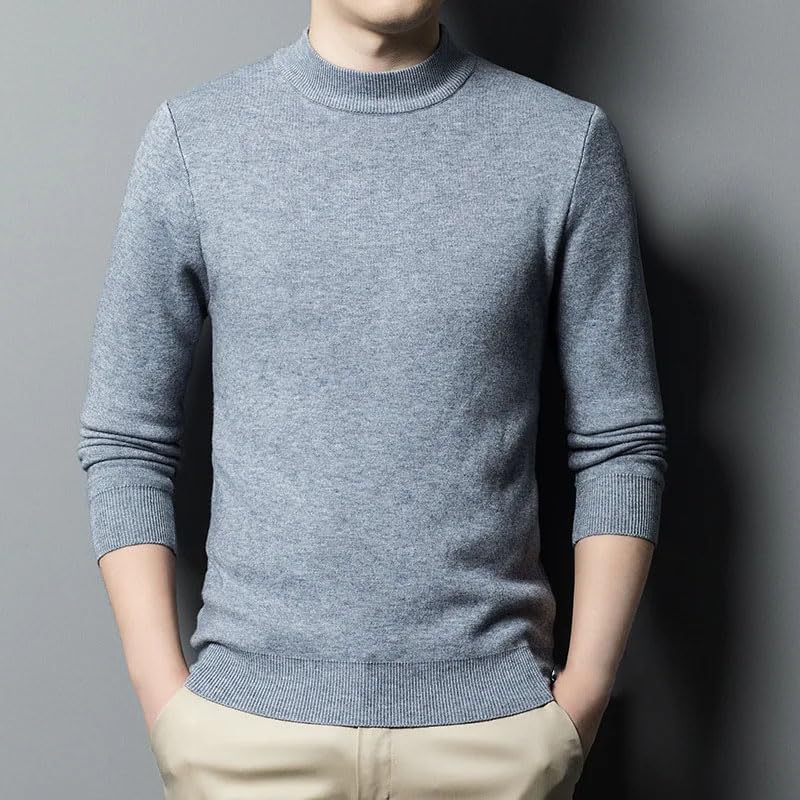 Men's Knitted Sweater Half High Collar Long Sleeved Warm Pullovers Casual Jumper Knitwear2