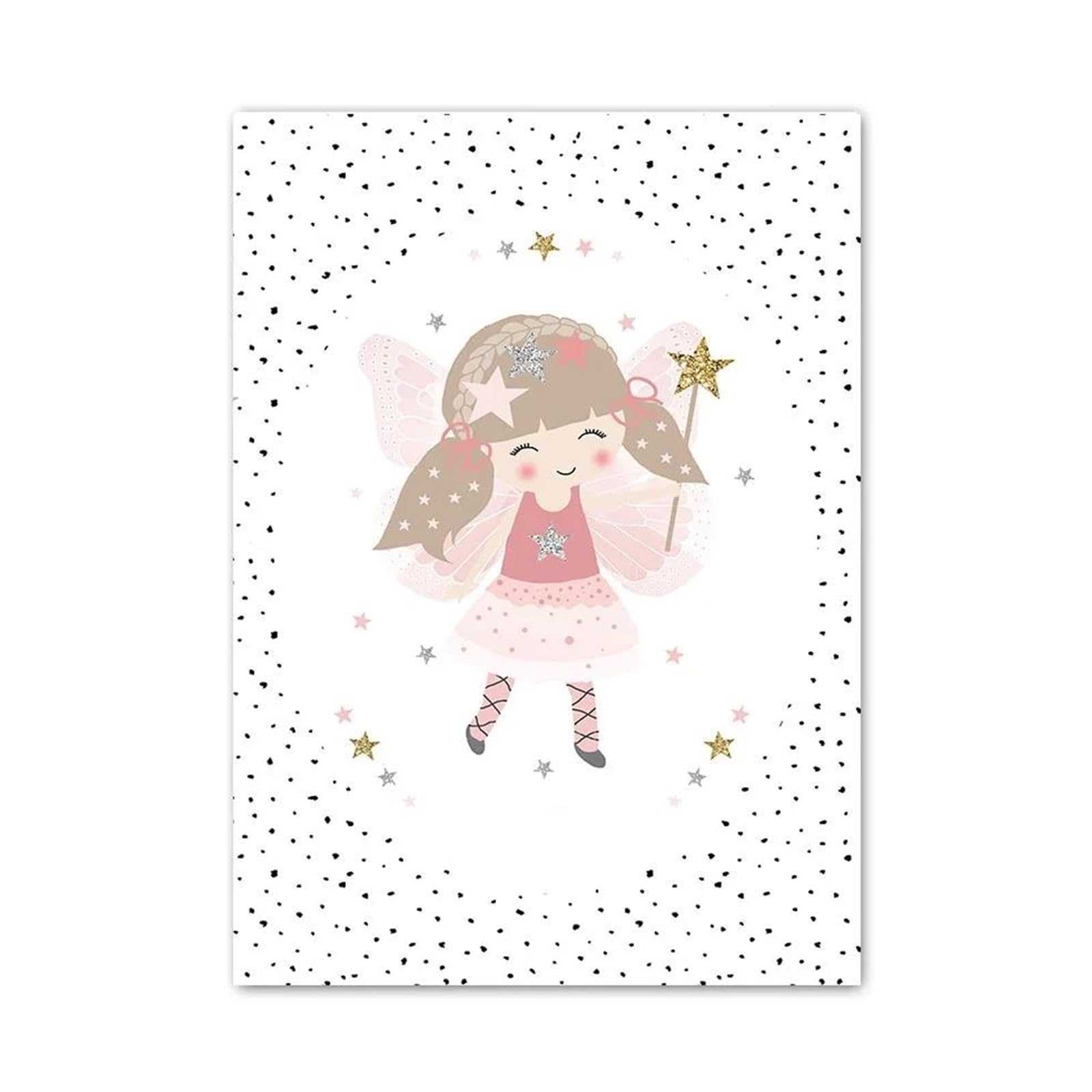Xenite Girls C Wall Art Anvas Prints Ute Rabbit Flower Butterfly Rainbow Wall Art Anvas Painting No Frame Posters Prints Pictures Nursery Kids Room Decor(,30X40cm)