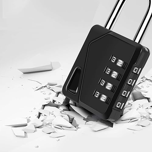 Miniatura 4 de Cerradura de combinación de 4 dígitos, candado de metal resistente, cerraduras de aleación para exteriores con grillete de acero endurecido,