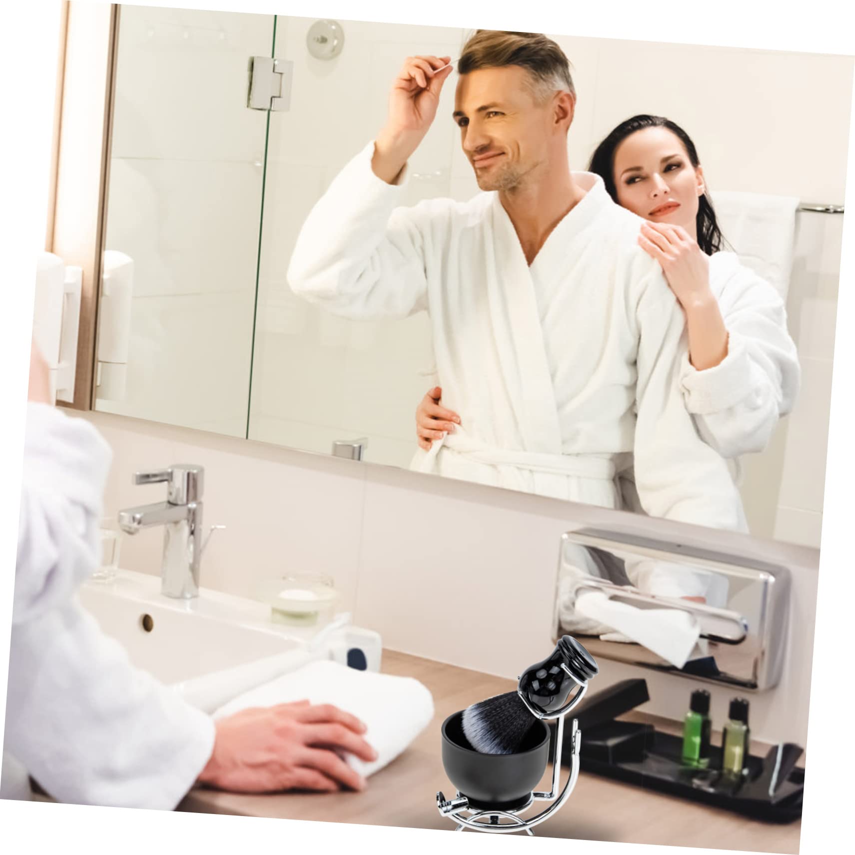 Mipcase Pennello da Barba e Ciotola per Uomo Kit da Barba Completo per Rasatura Adatto