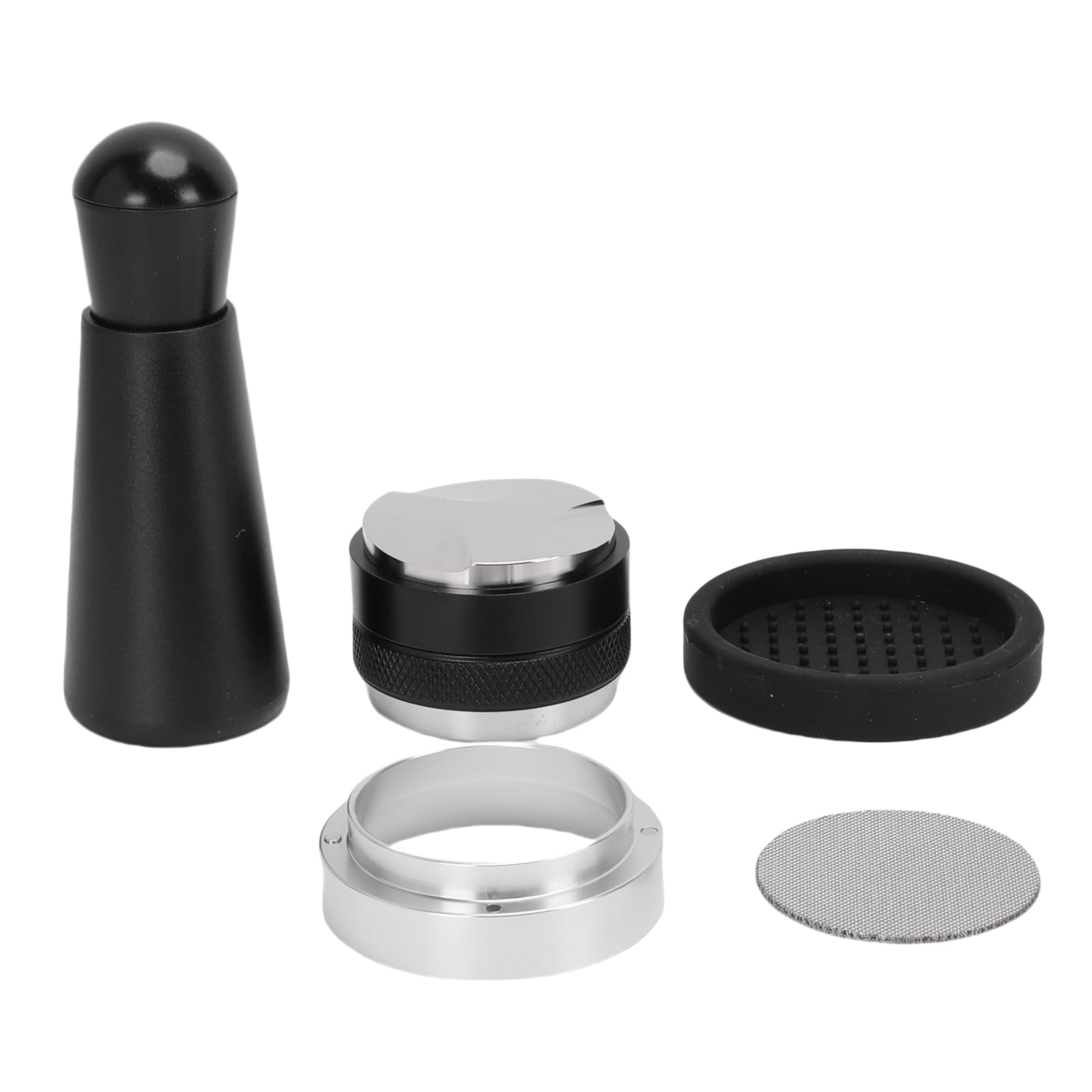 Generic Juego de Compactador de café, Base de Silicona Resistente, Anillos Dosificadores de Polvo para Herramientas de Barista, Práctico Soporte para Máquina de café, 5 Accesorios para (58MM)
