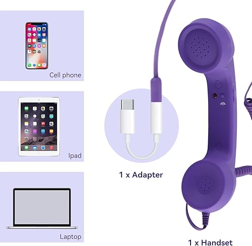 Miniatura 4 de Auricular de teléfono para teléfono celular, teléfono retro con conector de 0.138 in, receptor de teléfono móvil, auriculares antiguos, receptor de