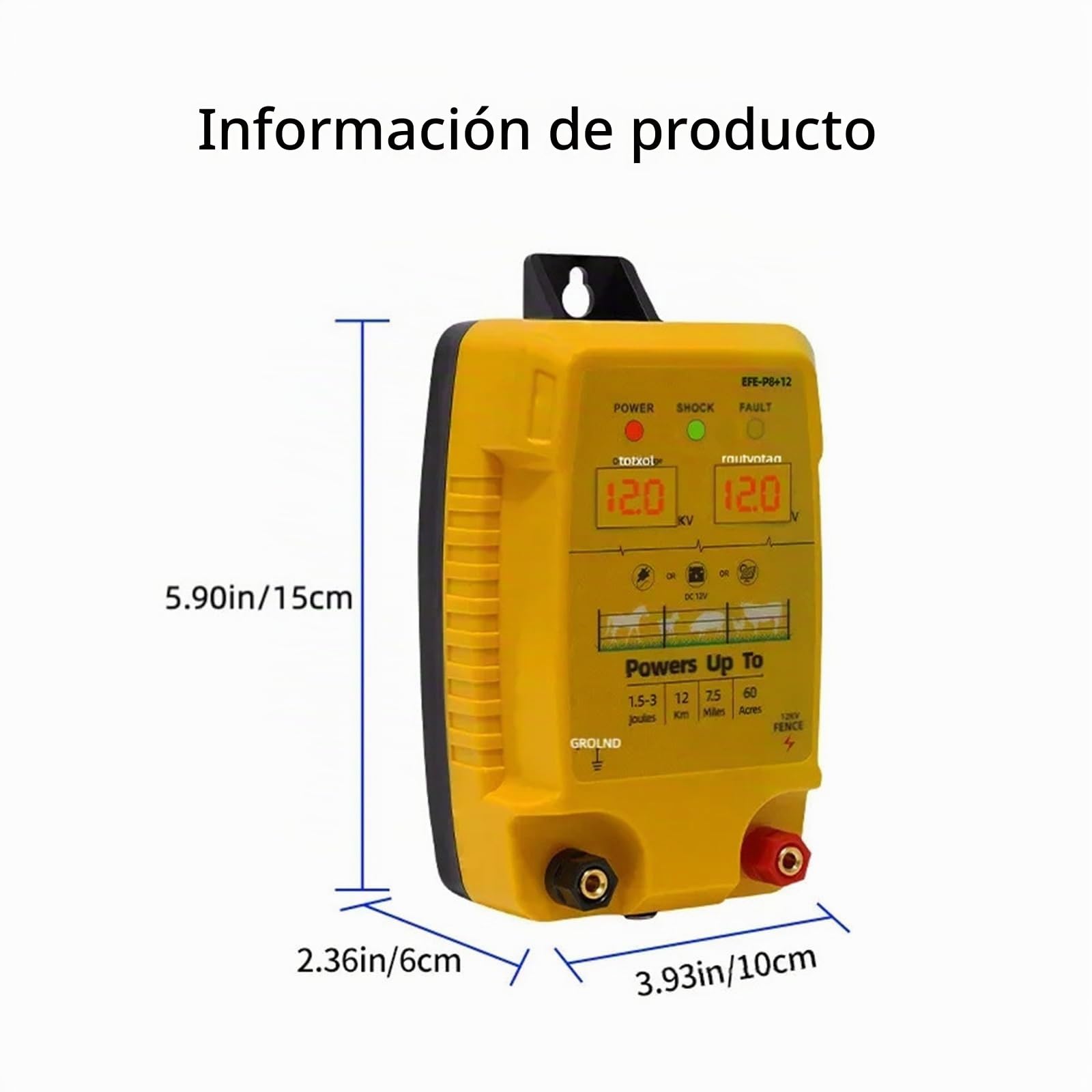 Pastor Electrico, Valla eléctrica de 12 km, 1,5-3 Julios, Controlador de Baja impedancia for ovejas, Ganado, Caballos y Aves de Corral, Herramienta for cautiverio de Animales para Animales