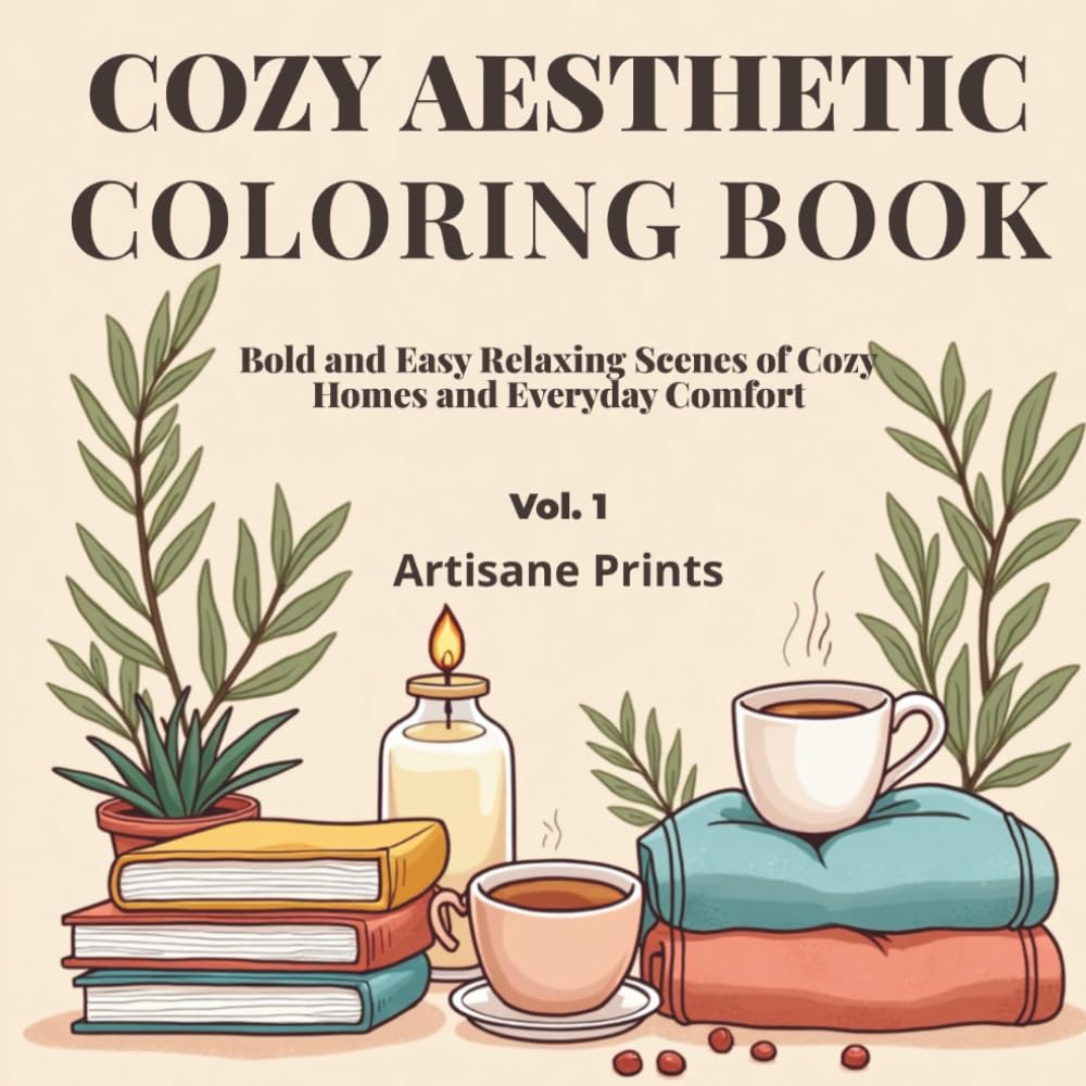 Cozy Aesthetic Coloring Book vol. 1: Bold and Easy Relaxing Scenes of Cozy Homes and Everyday Comfort