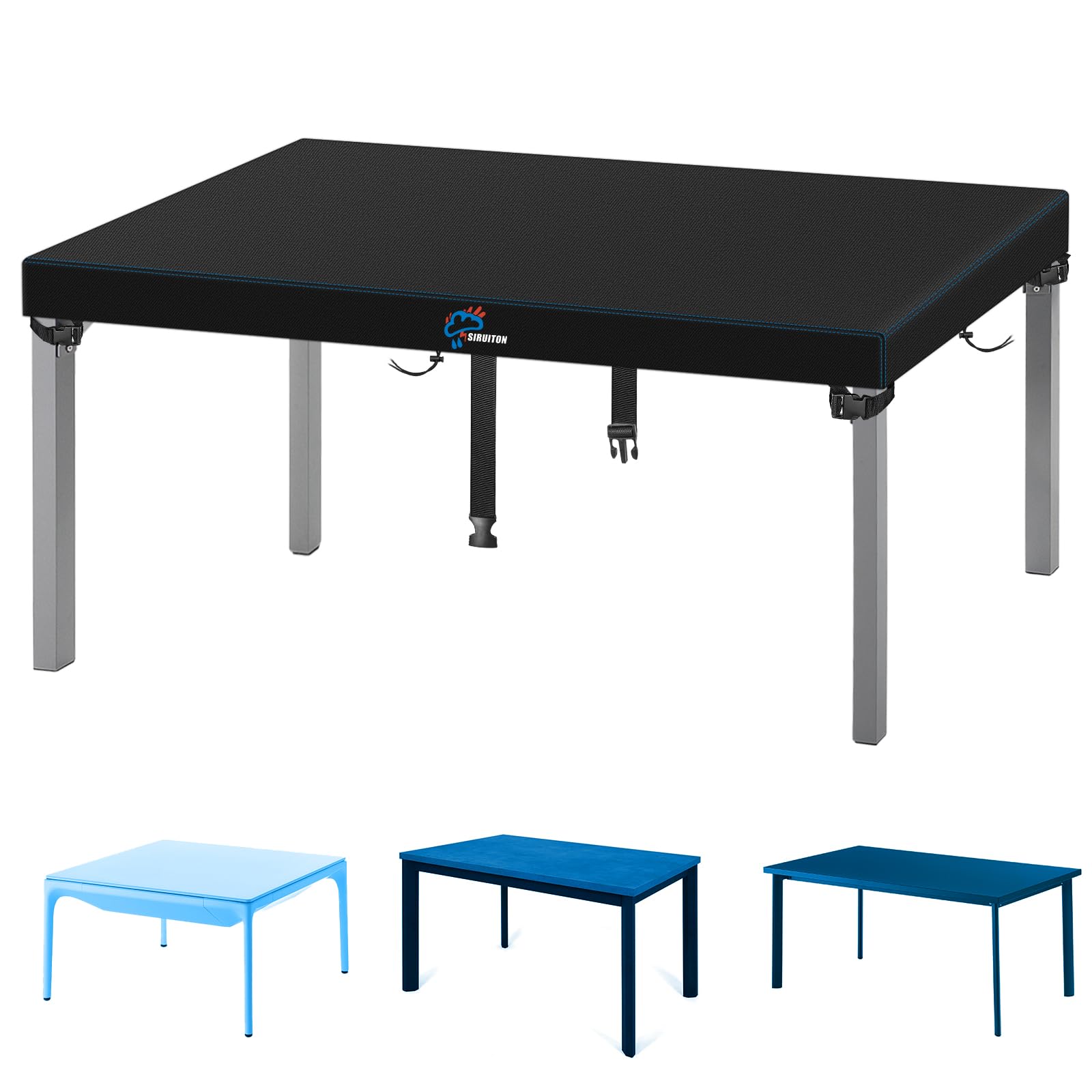 SIRUITON 90x90x15cm Black Garden Table Covers,520D Oxford Fabric Patio Table Top Cover Set,Garden Furniture Cover Fitted Outdoor and Indoor Use,Waterproof