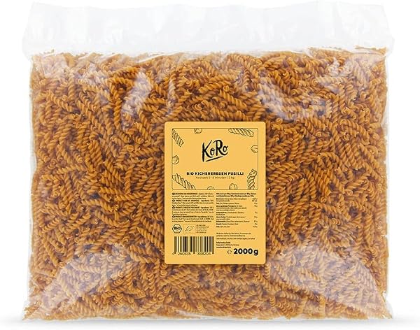 KoRo - Fusilli di ceci bio 2 kg - Farina di ceci 100% - Ricchi di proteine vegetali - Prodotto in Germania - 1