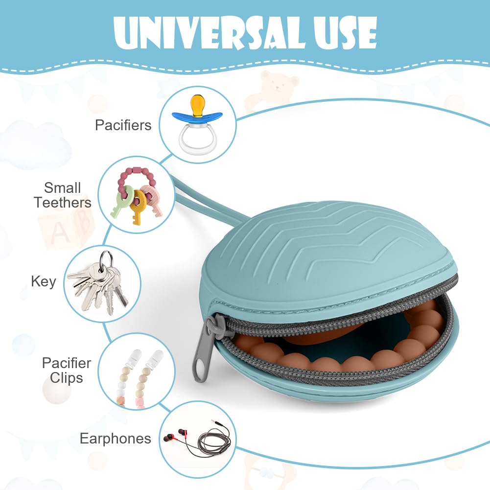 Aolso Porta Succhietto in Silicone, Lavabile Contenitore per Ciuccio, Custodia in Silicone per Ciucci per Bambini da Viaggio, Chiusura a Cerniera per Ciuccio, 1 pcs Portaciuccio Portaciuccio Silicone