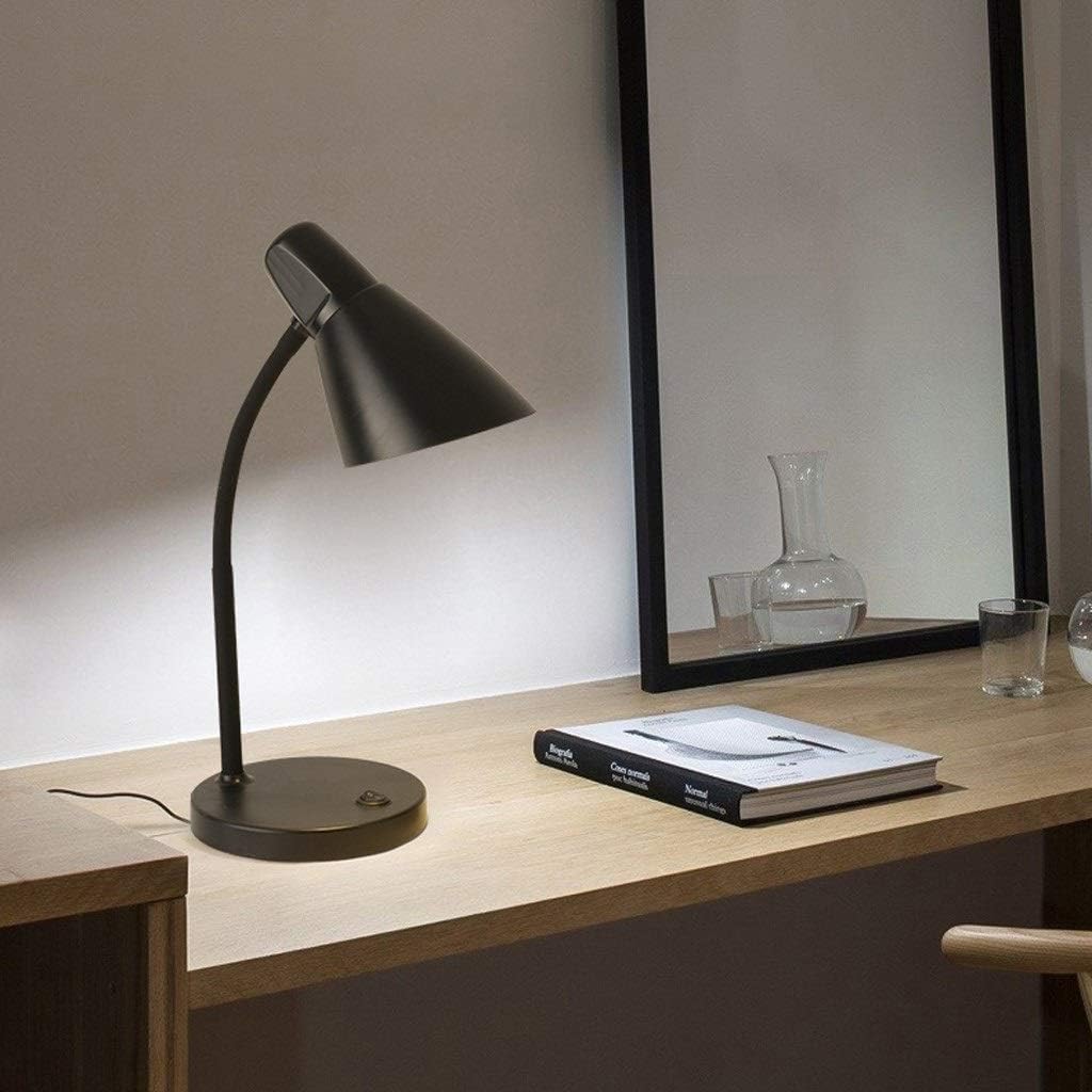 LED Desk Lamp Student Eye Protection Learning Lamp LED Desk Reading Lamp, Simple Bedside Lamp Plug-in Three-Stage Dimming Table Lamp Reading Lamp (Color : Black)
