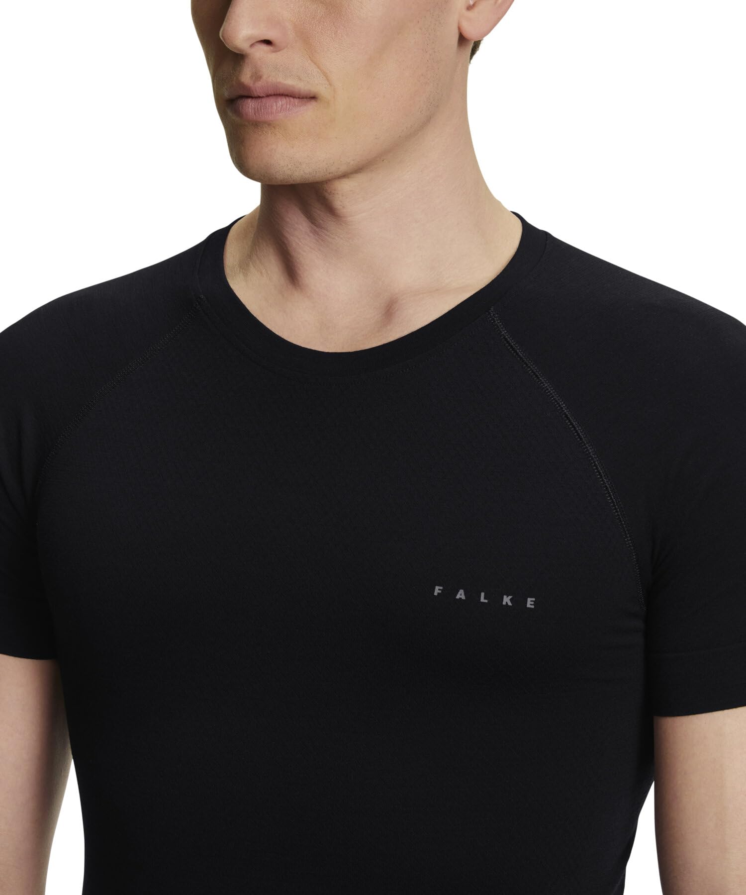 FALKE Mężczyźni Wool-Tech Light Round Neck Podkoszulek na ciepłe i niskie temperatury bielizna oddychająca regulująca temperaturę neutralizująca zapachy wełna materiał funkcyjny 1 Sztuka
