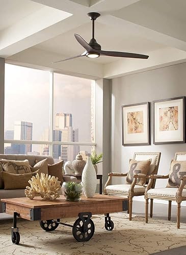 Miniatura 2 de Fanimation Spitfire - Ventilador de techo de 3 aspas con kit de luz, 13.7 pulgadas de alto y 60 pulgadas de ancho, acabado negro, color nogal oscuro