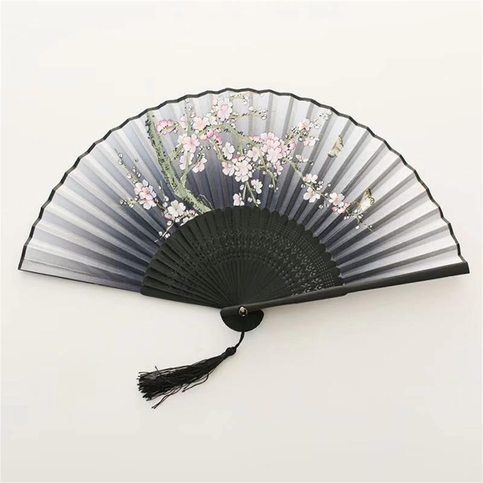 LKLNKVL folding fan, Folding Hand Fan - Chinese Style Pattern Dance Wedding Party Lace Silk Held Flower Girl Women Photo Prop Tool Art Craf Decorative(J)