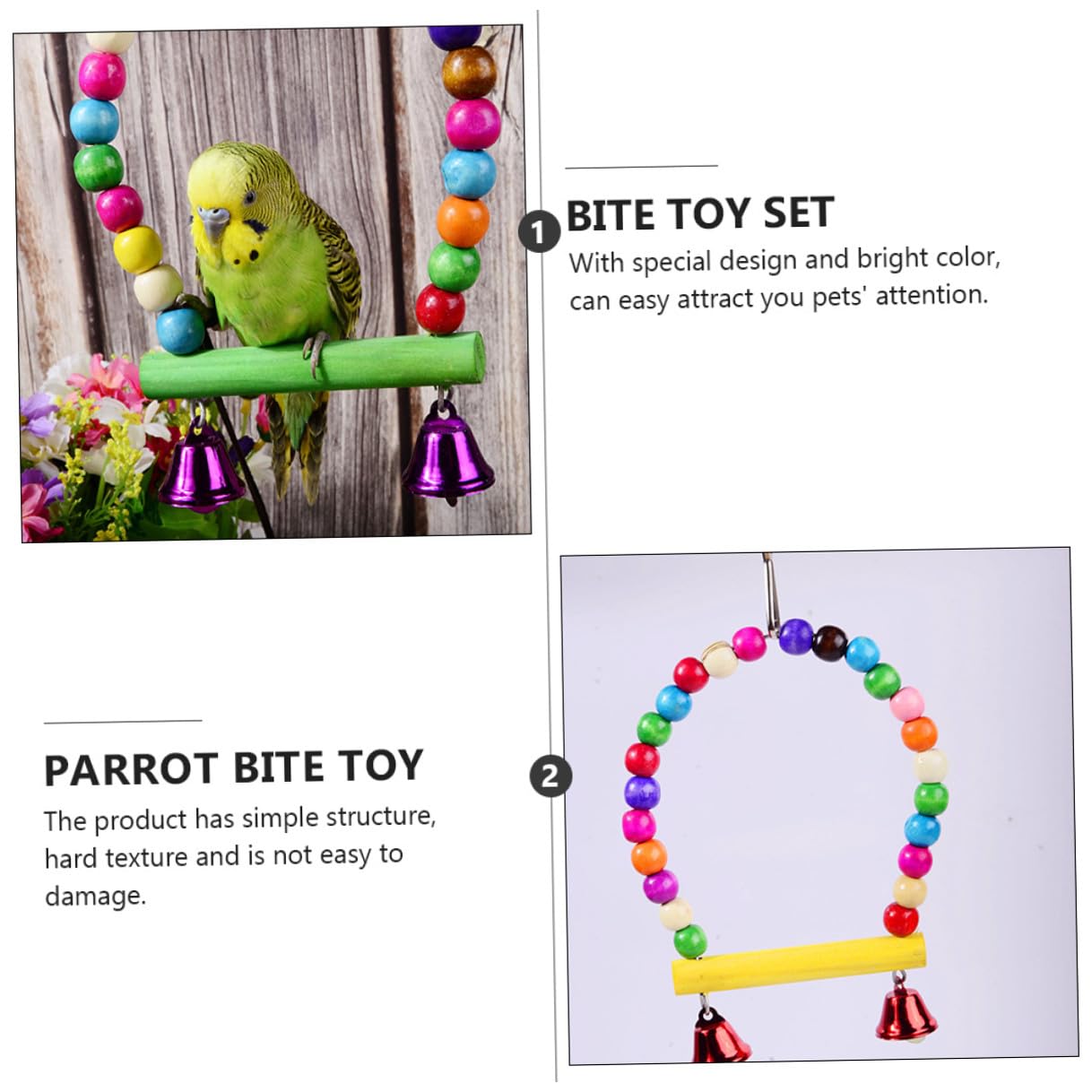KOMBIUDA 5 Pièces Lot Jouets à Mâcher pour Perroquets Jouets Oiseaux Colorés Sécurisés et Naturels pour Cage Petits Oiseaux