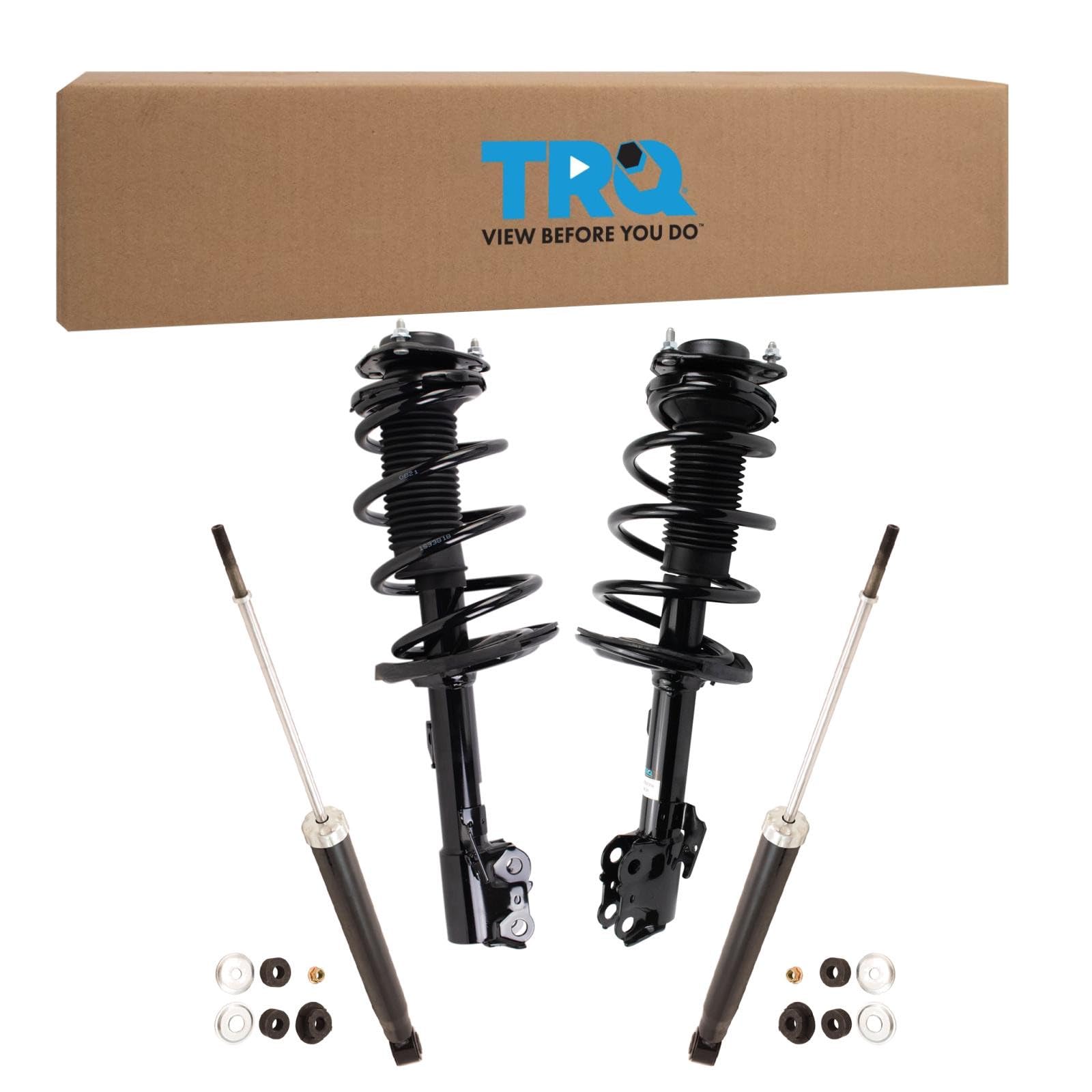 TRQ Front and Rear Complete Strut Assembly &amp; Shock Absorber Kit Complete Strut &amp; Coil Spring Assembly Compatible with 2015-2020 Toyota Sienna