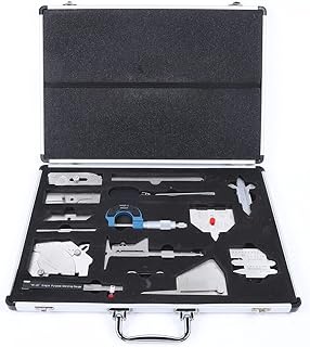 HinLIaDa 13 Pcs Welding Gauge Tool Kit, Portable Welding Gauge Tool Box, Inspection Ruler Box Metalworking Inspection & Measurement with 0-150MM Ruler, Micrometer, Inspection Mirror