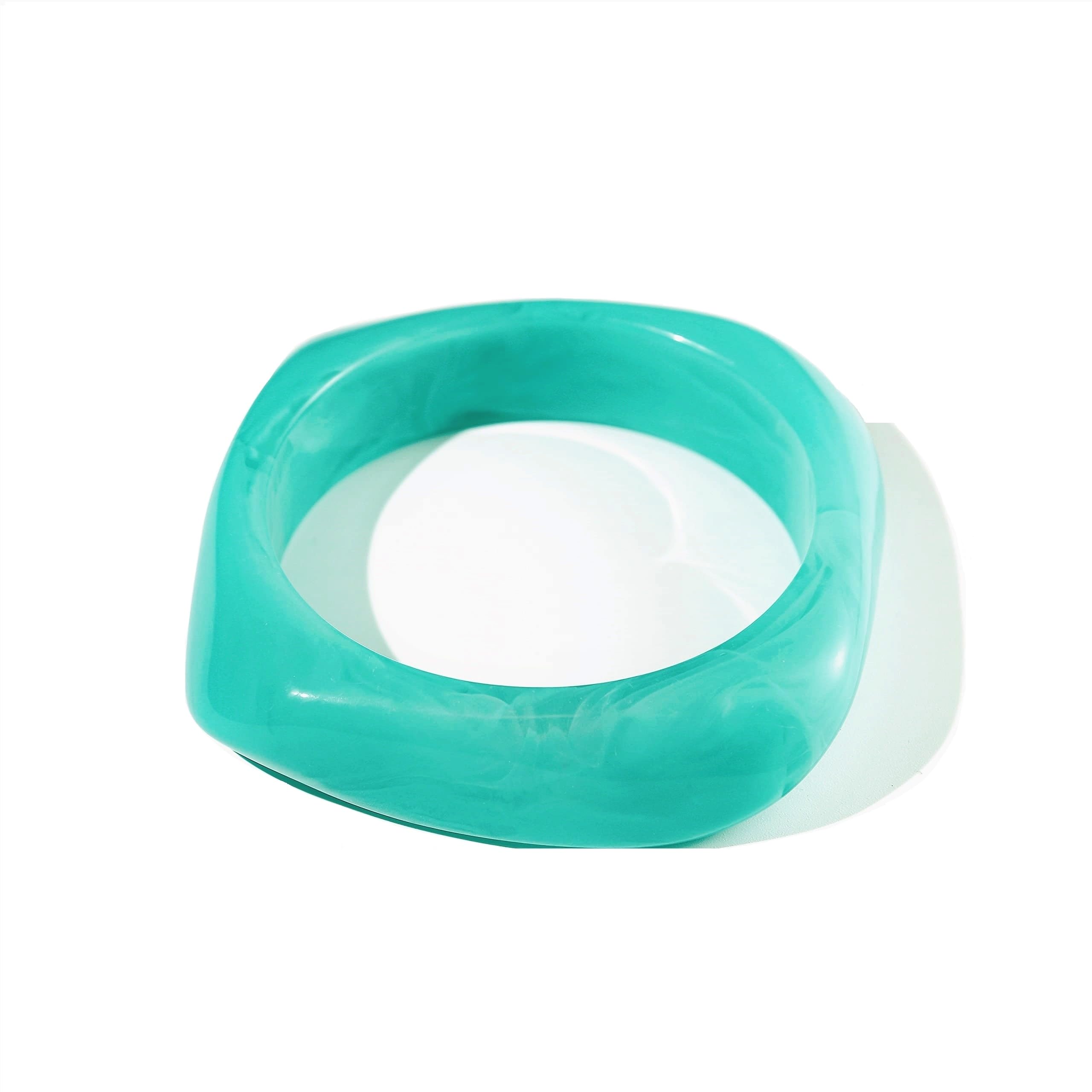 Caiyao Colorful Square Acrylic Resin Bangle Bracelet Wristbands Tortoiseshell Acetate Plate Cuff Bracelet Vintage Wide Irregular Geometric Plastic