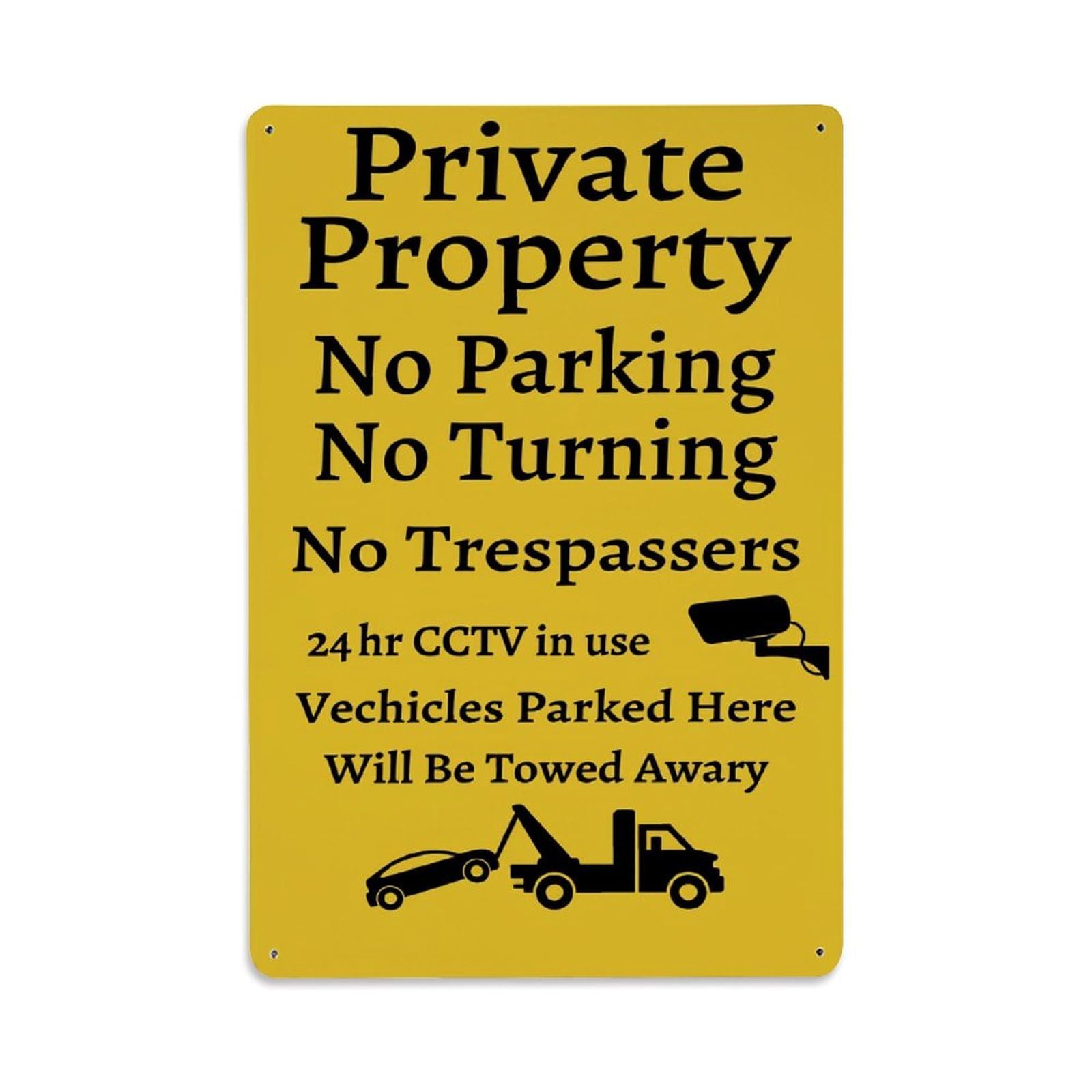 Enderetf Vintage Private Property No Parking No Turning Tin Sign Metal Poster, Home Bar Garage Man Cave Cafe Indoor & Outdoor Wall Decoration 8X12inches