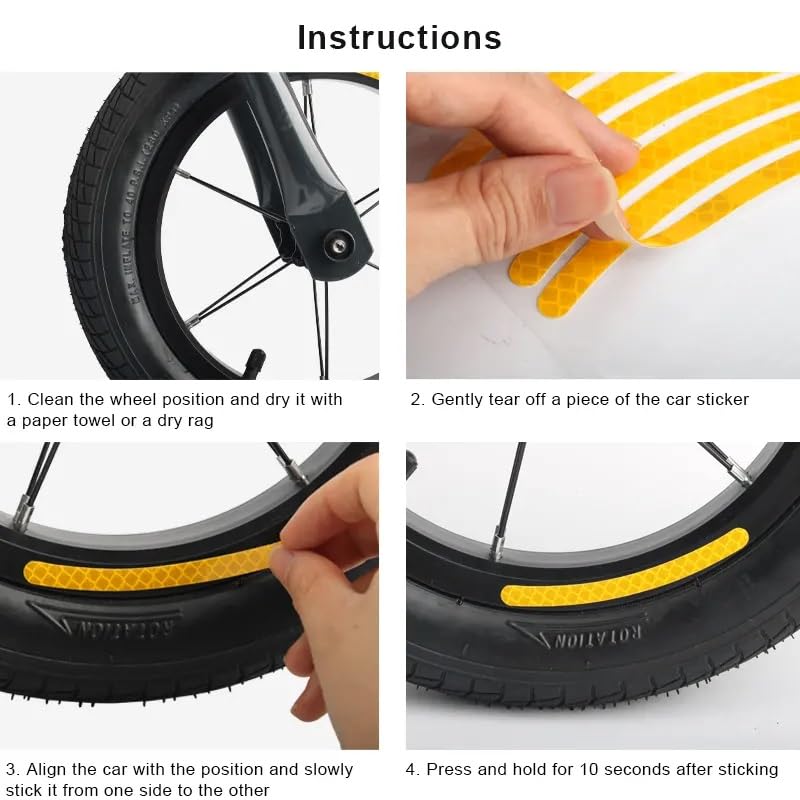 Image of REDWIND Vinyl Anti-Collision Glow In Dark Wheel Self Adhesive Rim Stickers, Night Reflective Tape Warning Sticker For Metal, Decoration, Universal For Cars, Bikes, Trucks (20 Strips) Orange, 11 cm