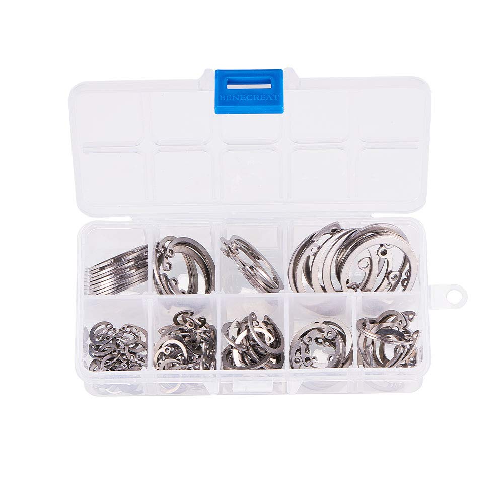 Increway Silver 125Pcs Stainless Steel Internal Circlip Snap Retaining Clip Ring Assortment Set-Size: 8Mm To 32Mm