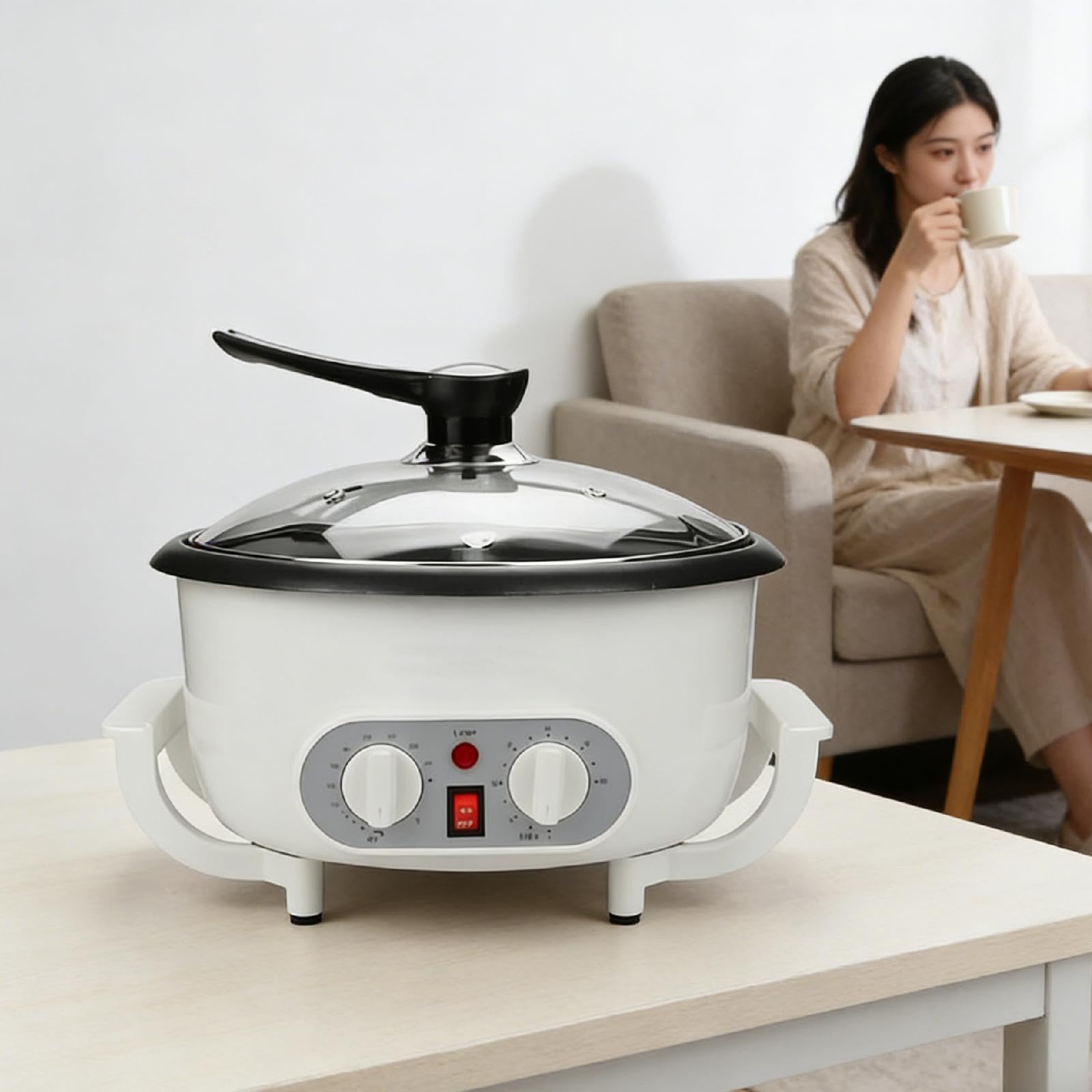 Kleiner Kaffeebohnenröster 220V, Einstellbar für Trockenfrüchte, Erdnüsse,
