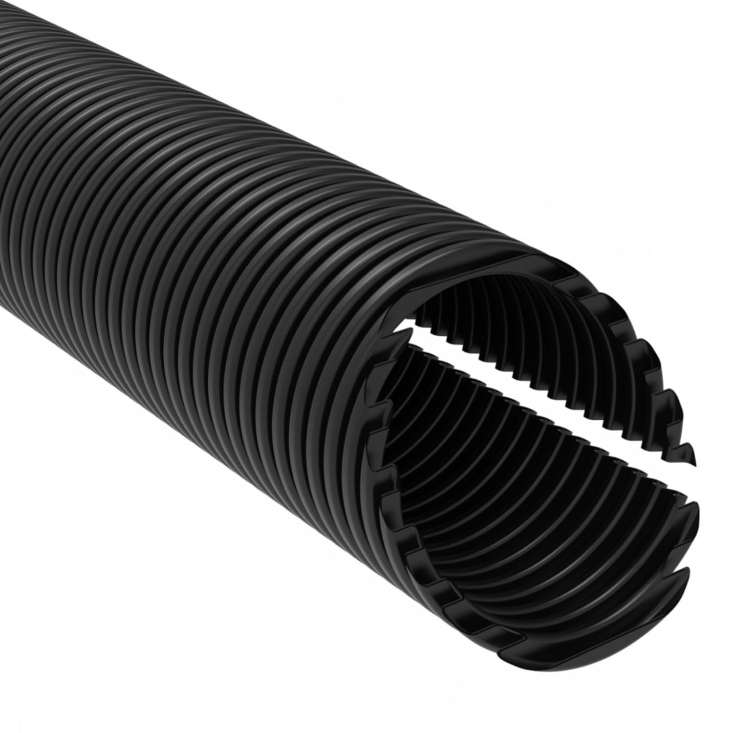 ISTA Tubo corrugado ranurado de 2 a 50 m / Tubo vacío para cable subterráneo/tubo corrugado resistente a los rayos UV / Manguera de protección de cable/manguera de cable negro (25 m, diámetro interior