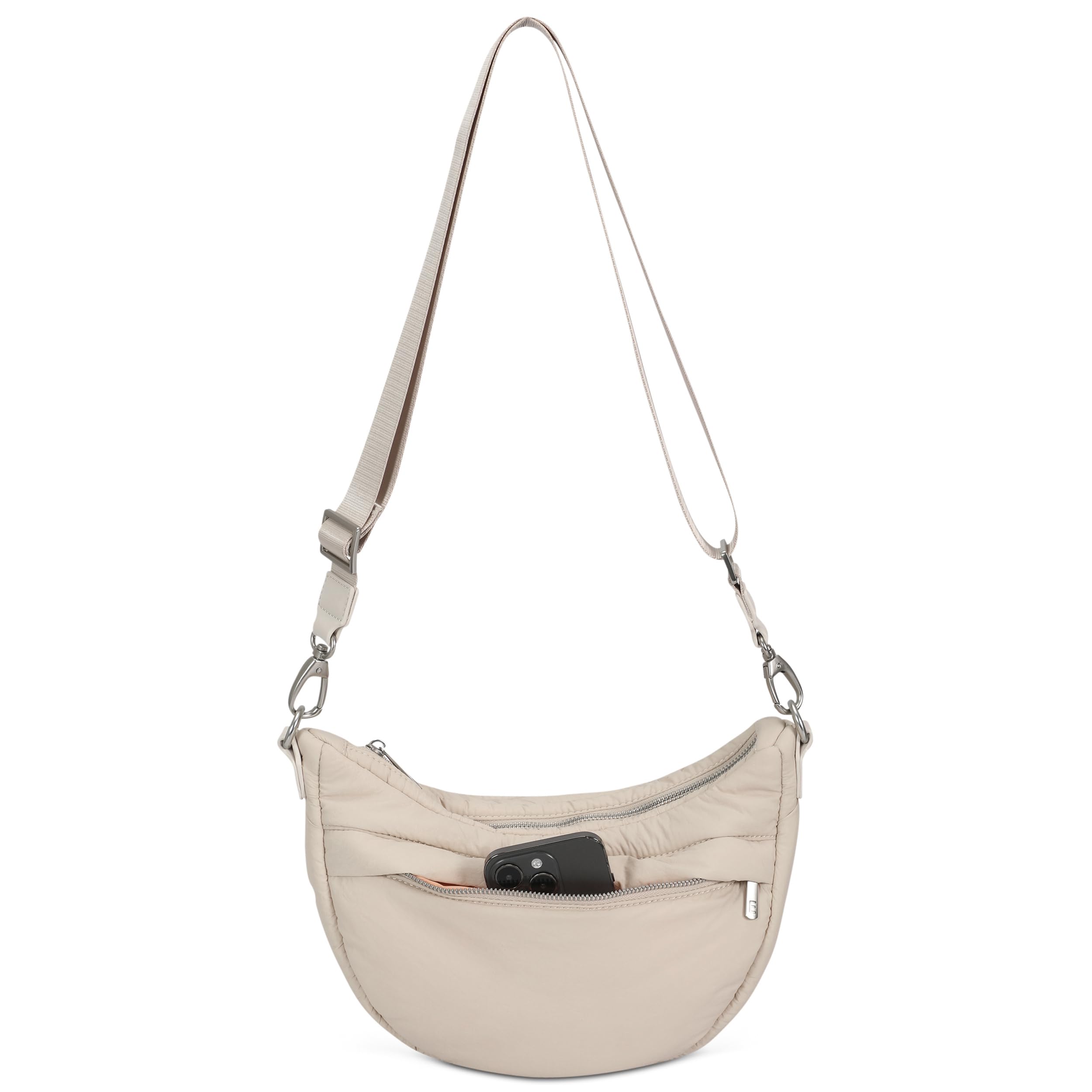 Expatrié Bolso Bandolera Mujer - Vivy - Bolso Riñonera de Media Luna - Crossbody Puffer Bag - Bolso de Mano con Correa Ajustable - Impermeable
