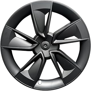 Fast Style 19 inch Wheel Covers for Tesla Model Y 2025，Full-Edge Coverage Hubcaps Compatible with 2025 Tesla Model Y - 4 Covers per Package，Rugged PC + ABS Material，Baked Enamel (Matte Black)