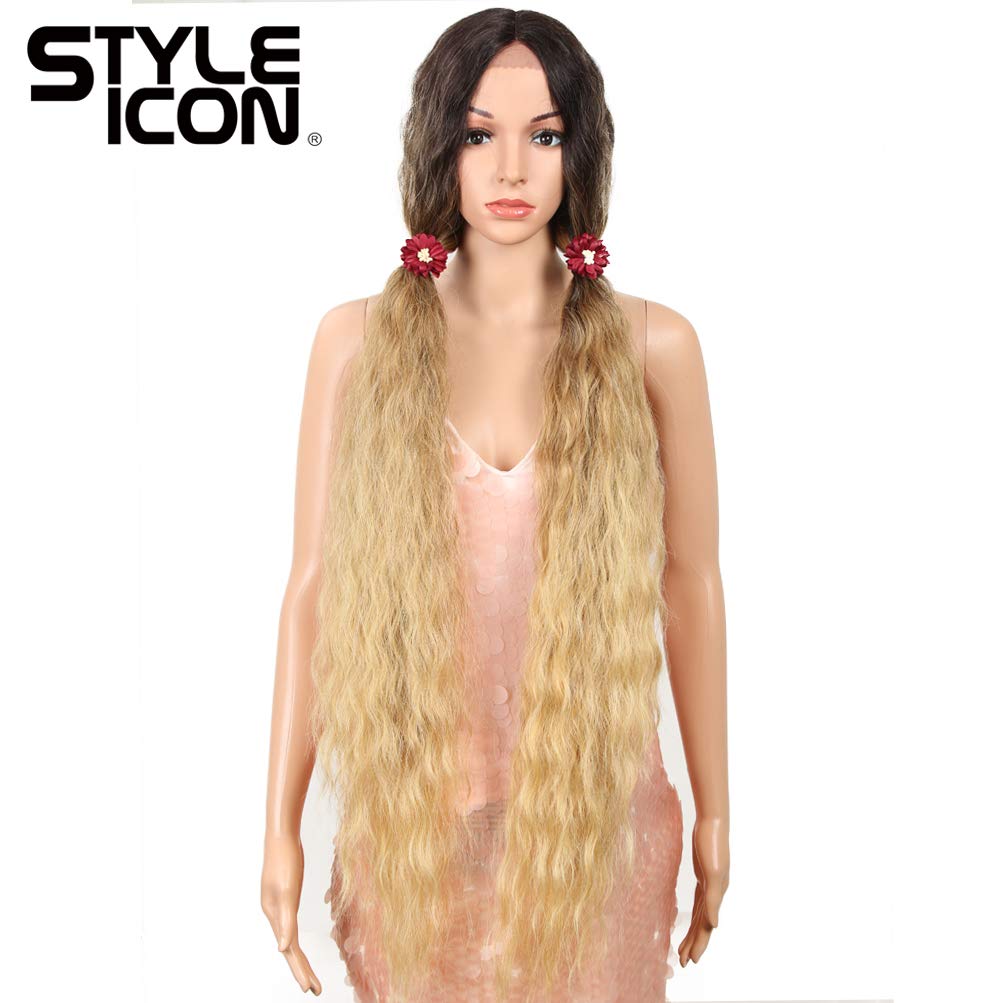 Style Icon 41” Lace Front Wigs Long Wavy Synthetic Wigs with Baby Hair Half Hand Tied 130% Density Wigs (41", TAT6/27/24E)
