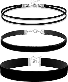Ronglry 3pcs Black Velvet Choker Necklace Set for Women - Adjustable Layered Gothic Chokers for Party Cosplay Gifts