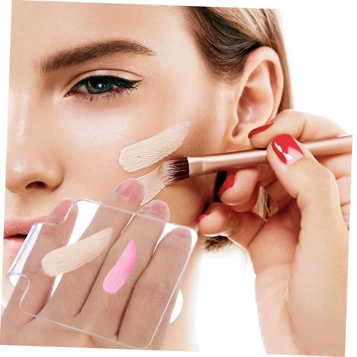 IWOWHERO 2pcs Salon Acrylic Makeup Palettes Spatula for Mixing Foundations Lipsticks