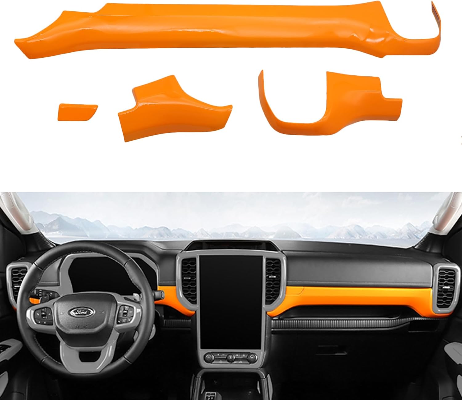 Dashboard Trim Frame Dial Dashboard Moulding Stickers Protective Cover Car Accessories Compatible with Ford Ranger 2023 2024 2025 Carbon Fiber Interior Trim Cover ABS