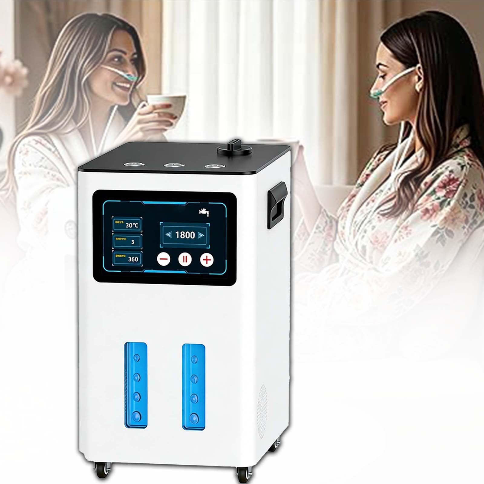 Generator Gazu Brunatnego, Inhalator Wodorowy, 99,99% Czystości H2, 3 Wyjścia, 900-4200 Ml/Min, Automatyczne Podawanie Wody, Timer Z Ekranem Dotykowym, Łagodzenie Zmęczenia(White,900ml/min)