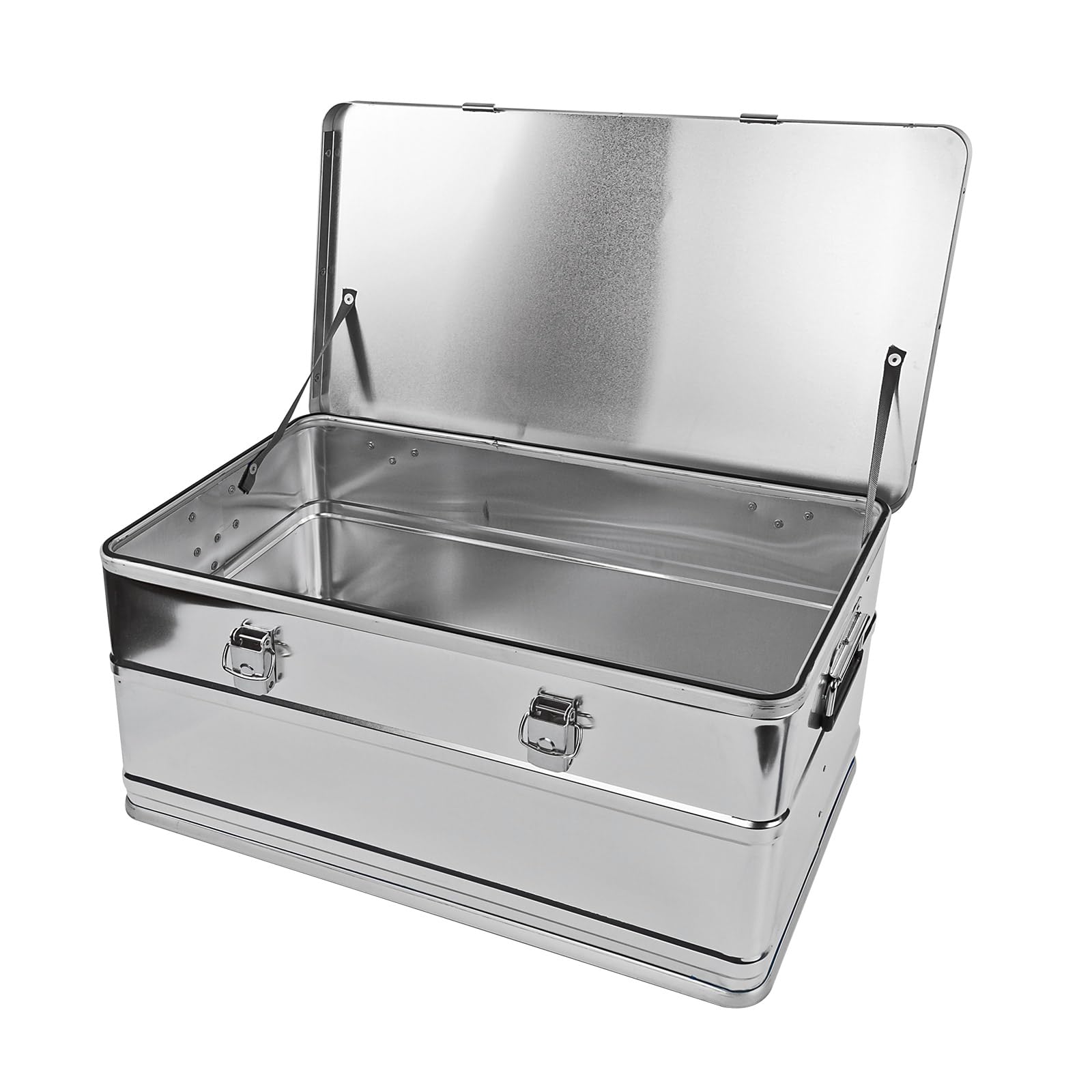 DEMA Alu Werkzeugbox 90 Liter Transportkiste Lagerbox Aluminium Tragegriffe | Aufbewahrungsbox, Alukiste, Storage Box, Camping Kiste, stapelbar, robust, Dichtung, Verschlusshebel, Outdoor