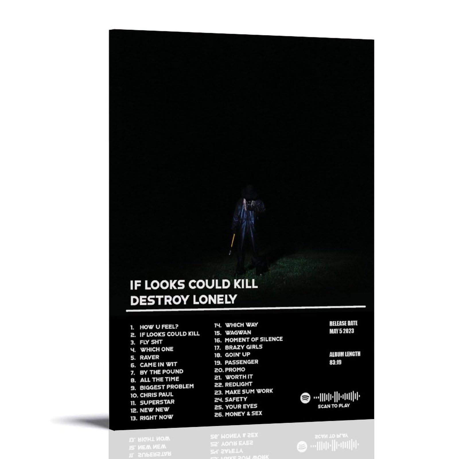 Destroy Lonely Poster Album If Looks Could Kill Poster Canva Colourfast Wall Art Decorative Painting for Living Room Bedroom Home Decor 08x12inch(20x30cm) Frame-style