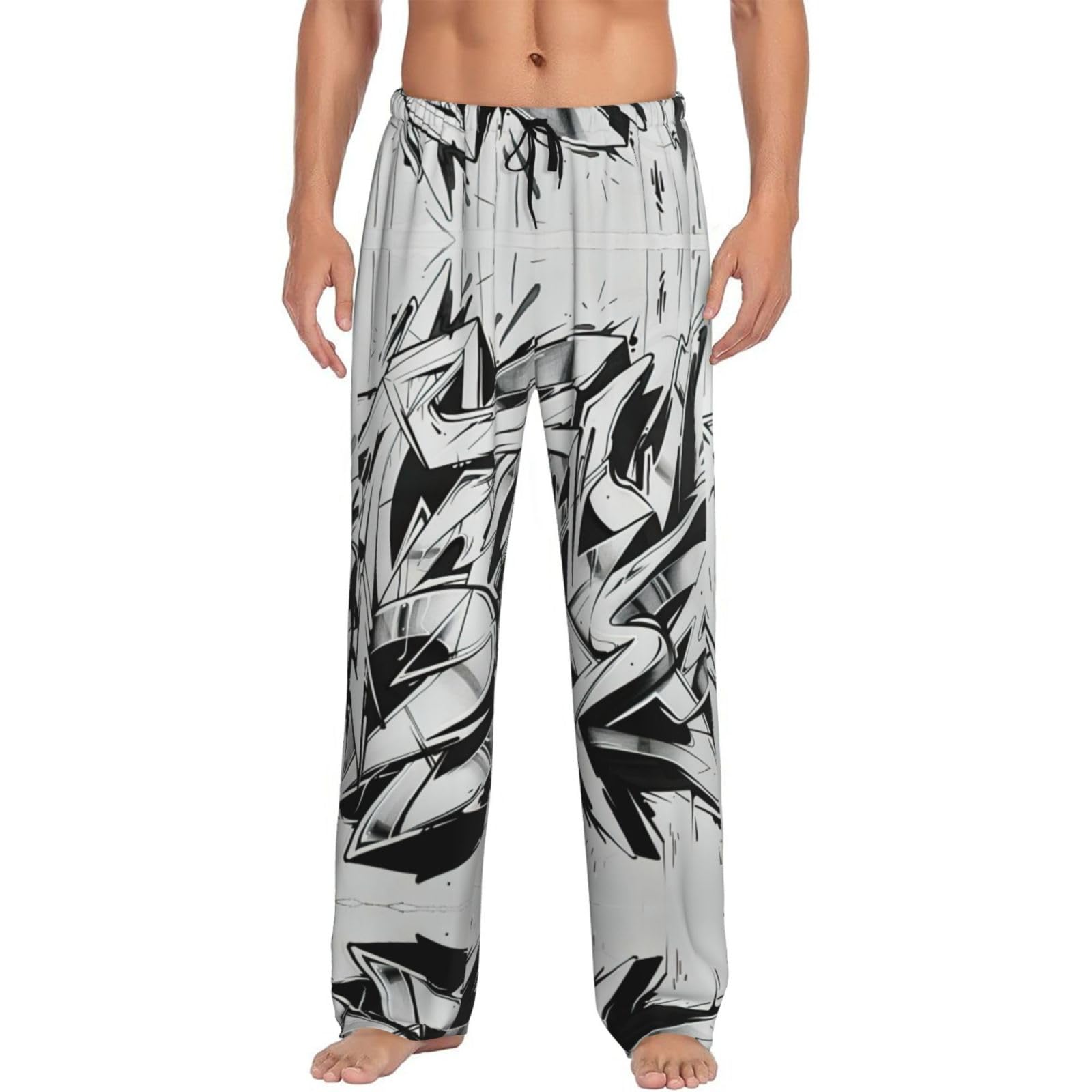 Men'S Graffiti Drawing Print Pajama Pants, Lounge Pants,Sleepwear Bottom Pants With Pocket Drawstring