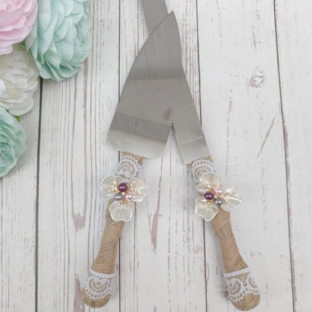 2 Pieces Flamingo Wedding Cake Blade Server Set Stainless Steel Cake Blade Baking Prop Pizza Knife (A)