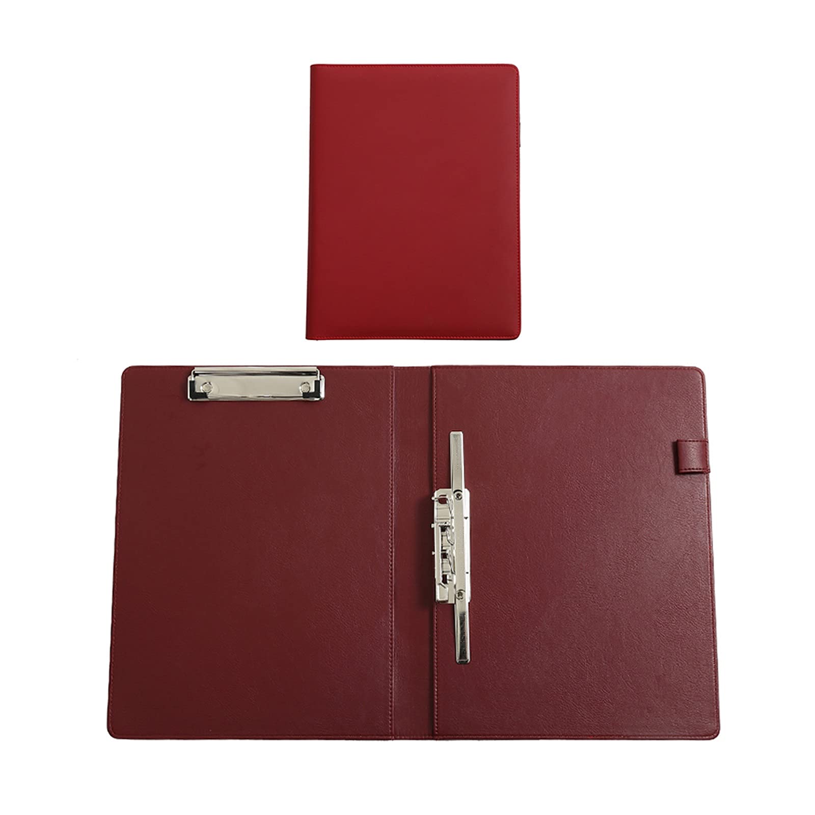 PEVSCO Klemmbrett 2 Packungen Multifunktionsgeschäftsordner A4 Tri-Fold Datenkollation Zwischenablage Lederabdeckungsbinder for Schule, Büro, Geschäft Zwischenablage (Color : Rood)