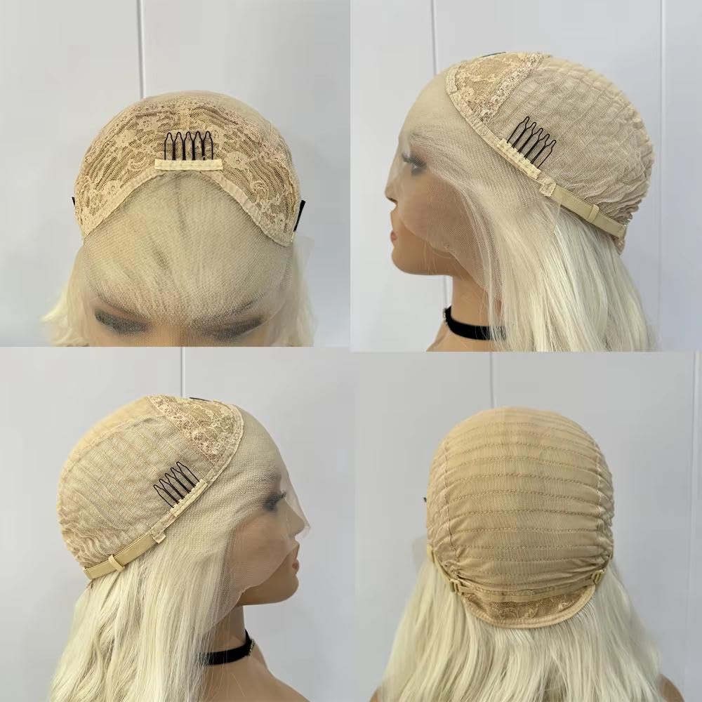 Haarpflege Blonde Natürliche Gewellte Lace-Front-Perücken Für Frauen Hellblonde Farbige Perücke