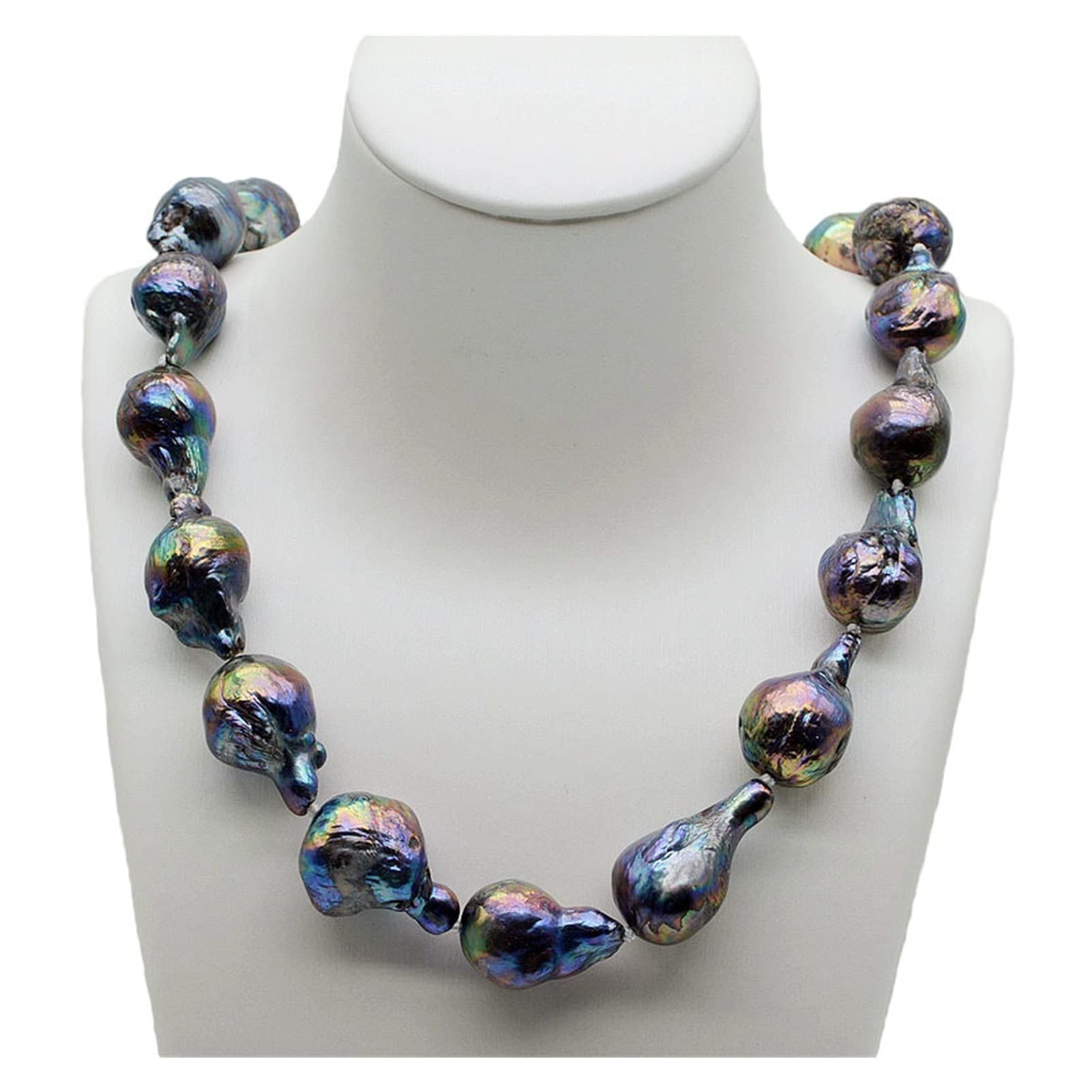 Collar de perlas barrocas de agua dulce AAAA, diámetro 14-15 mm, azul oscuro/verde malaquita/negro, collar corto, collar de perlas for mujer cumplir