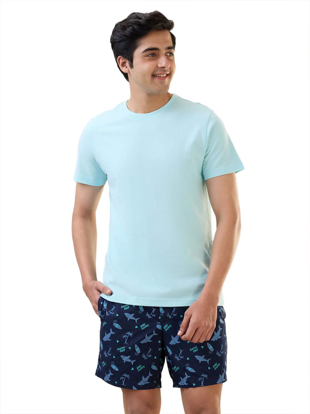 Raymond SleepZ Regular Fit Pure Cotton Solid Pattern Round Neck Loungewear T-Shirt-picture-35