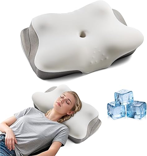 Almohada cervical para dormir, almohadas de espuma viscoelástica ergonómicas de contorno de cama, almohadas para dormir de lado para adultos,