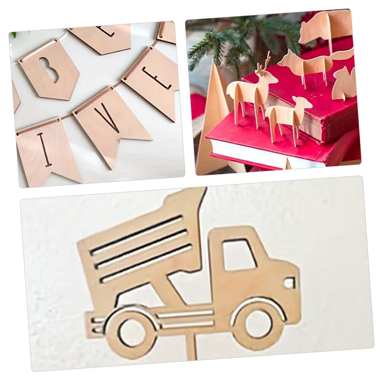5pezzi Quadrati di Legno Grezzi per Progetti DIY e Modellismo