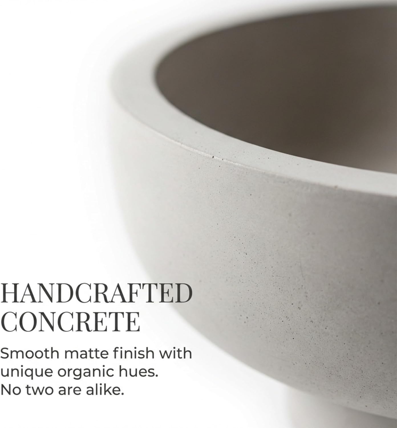 OAKOA Concrete Fruit Bowl for Kitchen Counter - Large Decorative Bowls for Home Decor - Modern Key Bowl for Entryway Table - Pedestal Bowl for Keys